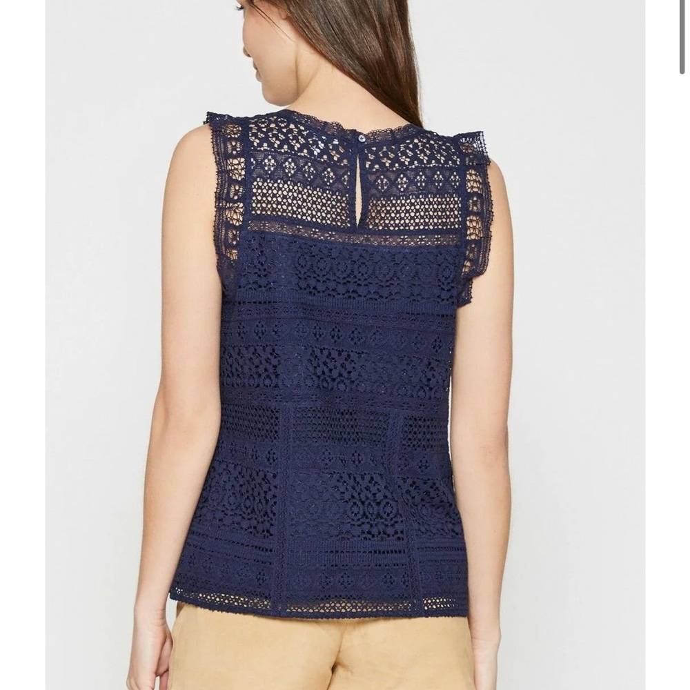 NWOT Joie Women's Lupe Lace Ruffle Sleeveless Blue Cotton Top - Picture 4 of 7